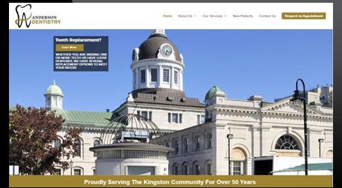 Anderson Dentistry website homepage in Kingston Ontario