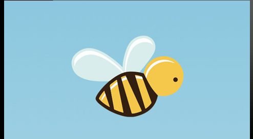 Animated SVG illustration of a striped bee