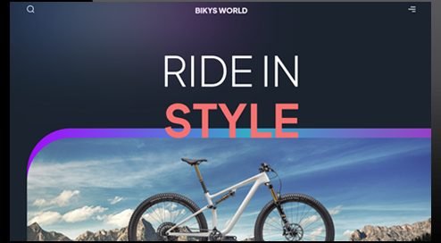 Bikys World bicycle e-commerce landing page, Ride In Style
