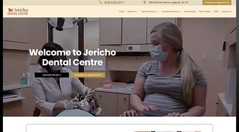 Jericho Dental Centre website homepage in Langley BC