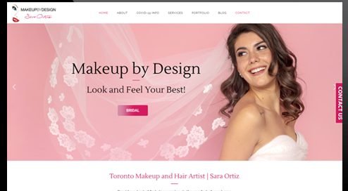 Makeup by Design website homepage for Toronto makeup and hair artist Sara Ortiz