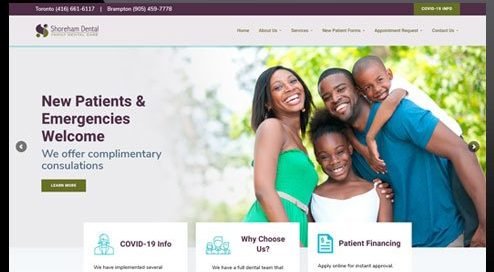 Shoreham Dental website homepage, New Patients and Emergencies Welcome