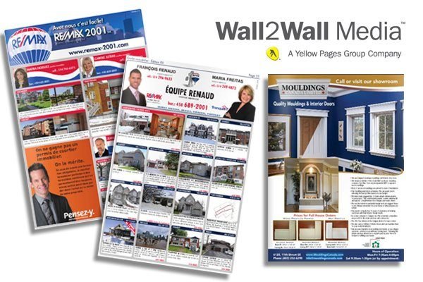Bilingual real estate publication layouts for Wall2Wall Media