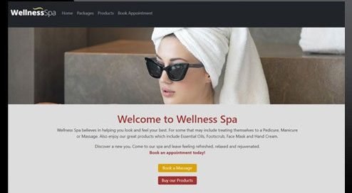 Wellness Spa booking website homepage