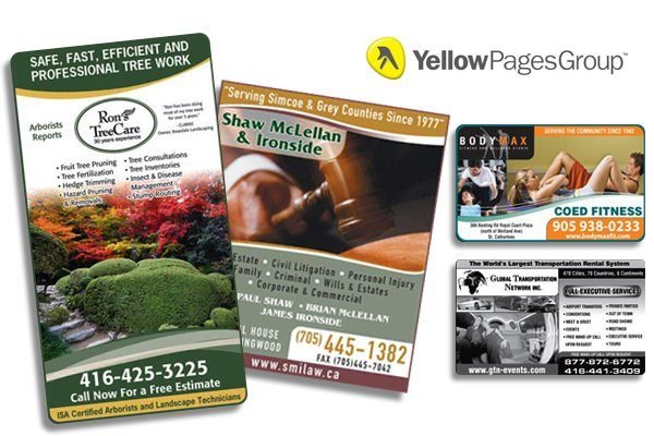 Print advertisements designed for Yellow Pages Group clients